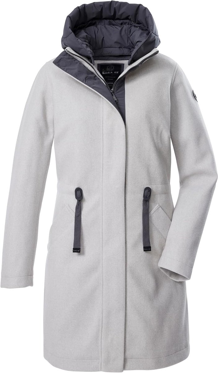 DX Gw 46 Wmn Prk dames Fleece parka/jas met afneembare capuchon