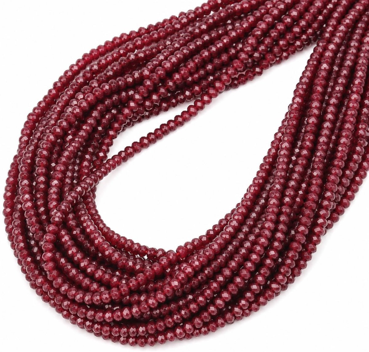 Kralen, 4 mm, rondelle, 110 stuks, halfedelstenen voor sieraden, ketting, armband (granaat)