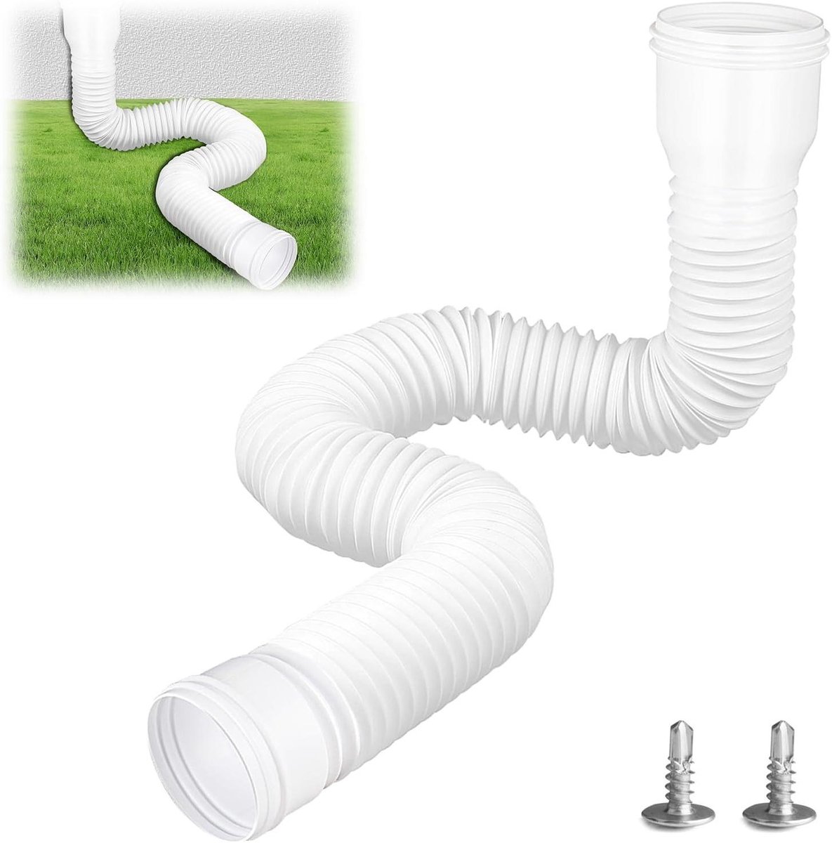 Dakgoot Verlenging - Afvoerpijp Kit - Bescherm Huis Muren - Flexibel Buigbaar - Tot 150 cm - Wit