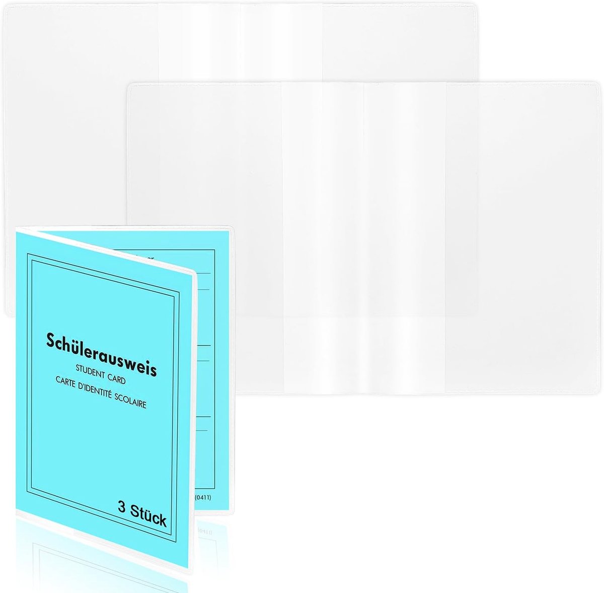 3 stuks ID-kaarthoes, A7, dubbele hoes, chequeekaart, 150 × 107 mm, hoes voor scholieren, identiteitskaart, dubbele hoes, beschermhoes voor bloeddrukcontrolekaart, studentenbewijs, sociale