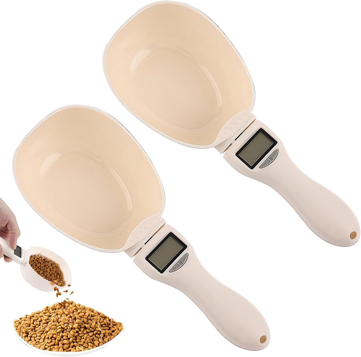 Digitale lepelweegschaal, 2 stuks, nauwkeurig op 1 g, 800 g keukenweegschaal, LCD-display, maatlepel, weeglepel voor specerijen, meel, vloeistof, hondenvoer