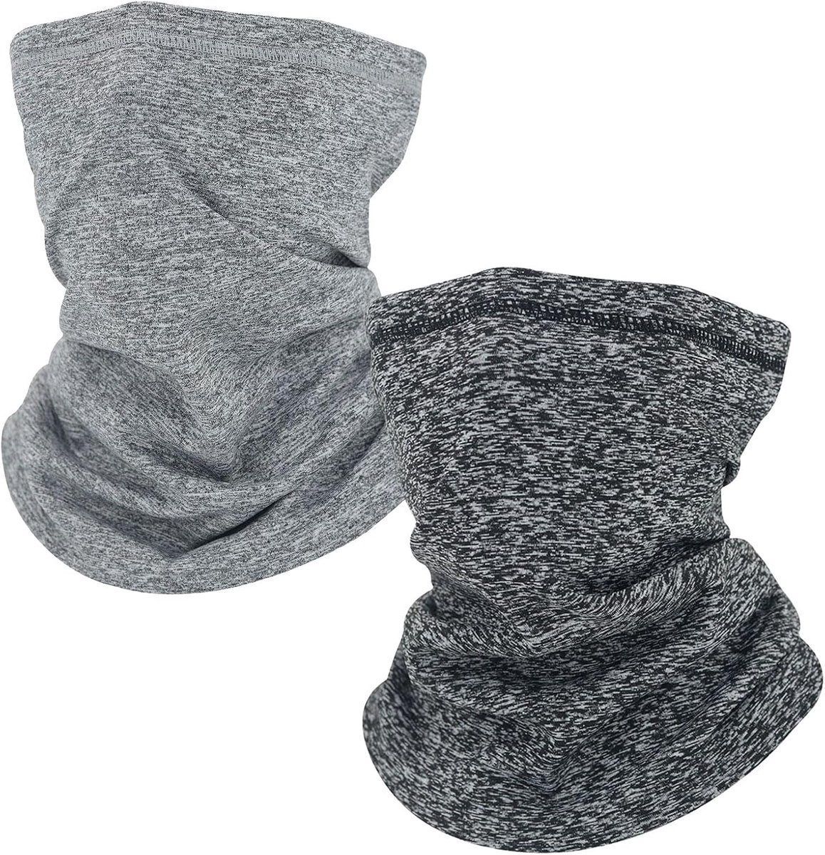 2 stuks winterslanghals, winddicht, donkergrijs en lichtgrijs, thermische halswarmers voor dames en heren, multifunctionele bandana, 2 stuks, Grijs, Eén maat