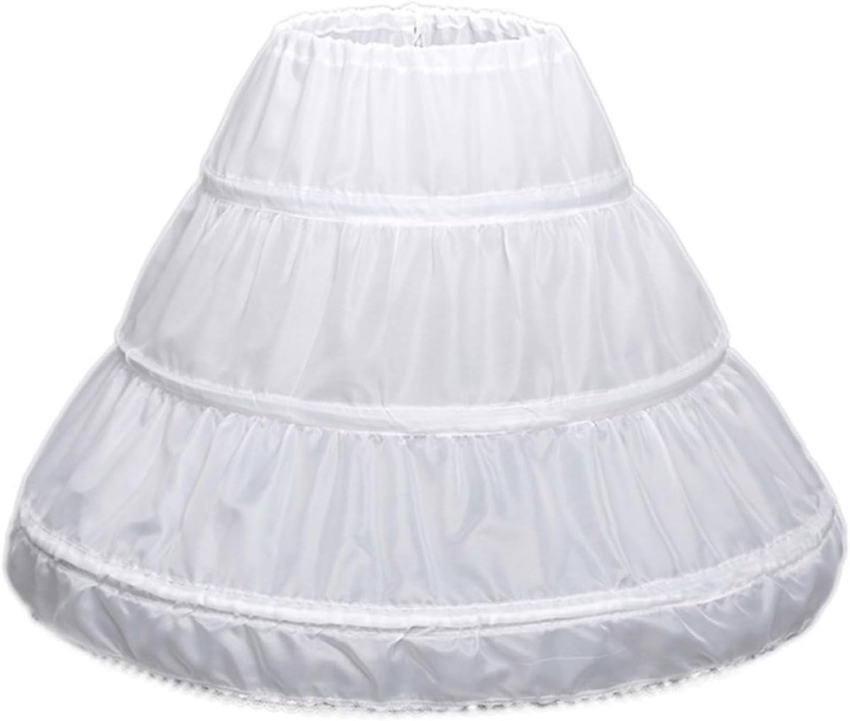 Petticoat Voor Meisjes En Kinderen, A-Lijn, 3 Banden, Eenlaagse Crinoline Met Kant, Bloemenmeisjesjurk, Onderrok, Verstelbare Taille