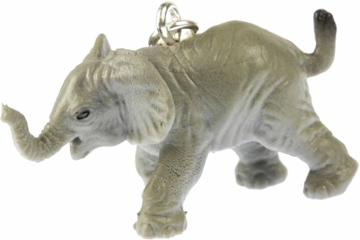 Olifant Charm Zipper Pull rubberen dieren grijs - handgemaakt modesieraad I kettinghanger verzilverd - bedelhanger bedelarmband - hanger voor armband, 35 mm, Rubber Metaal Katoen