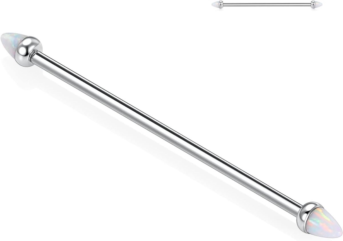 14G Industrial Piercingsieraad Industrial Bars G23 Titanium Industrial Oorbellen Industrial Barbell voor Dames Heren 38 mm, Titanium