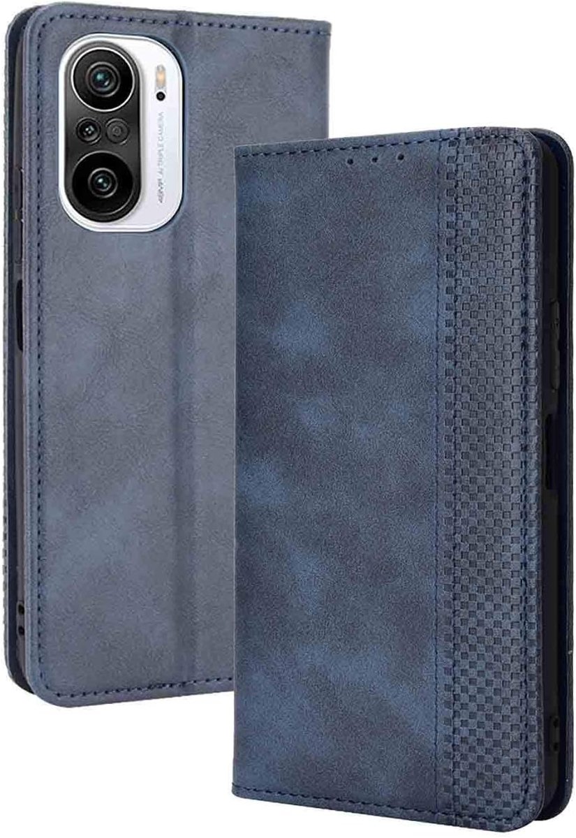 Lederen Folio Hoesje voor Xiaomi Poco F3 / Xiaomi Mi 11i 5G, magnetische sluiting, volledige bescherming, boekstijl, portemonnee flip cover met [kickstand] en [kaartsleuven], PU/TPU hoesje