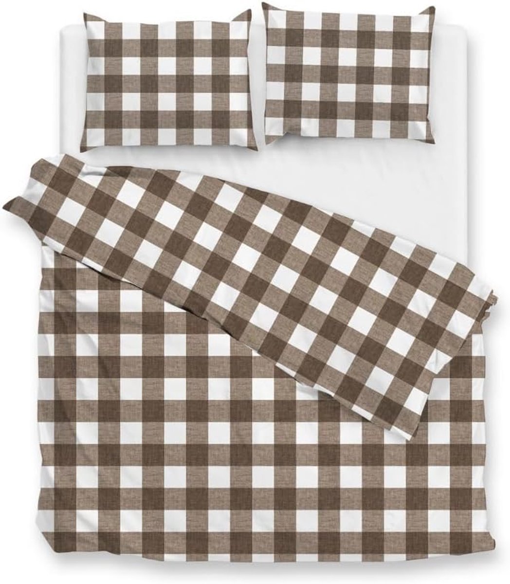 Dekbedovertrek 240x200/220 cm - katoen - palm taupe - geniet van comfort - SnelShoppen