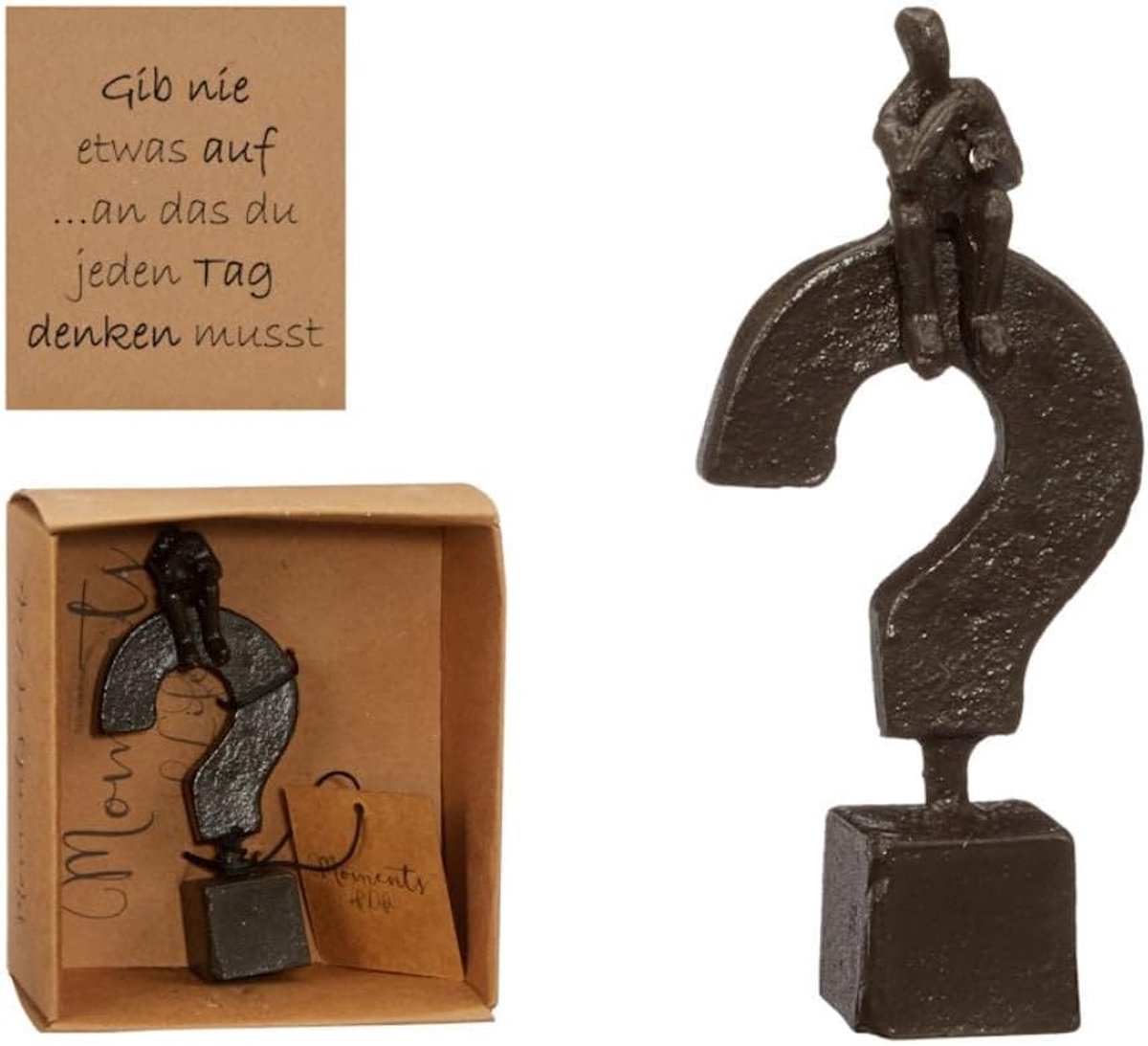 Beeld Sculptuur - Denken Vraagteken - Stijlvolle Decoratie - Met Geschenkdoos - 5 x 4 x 11 Cm - Zwart