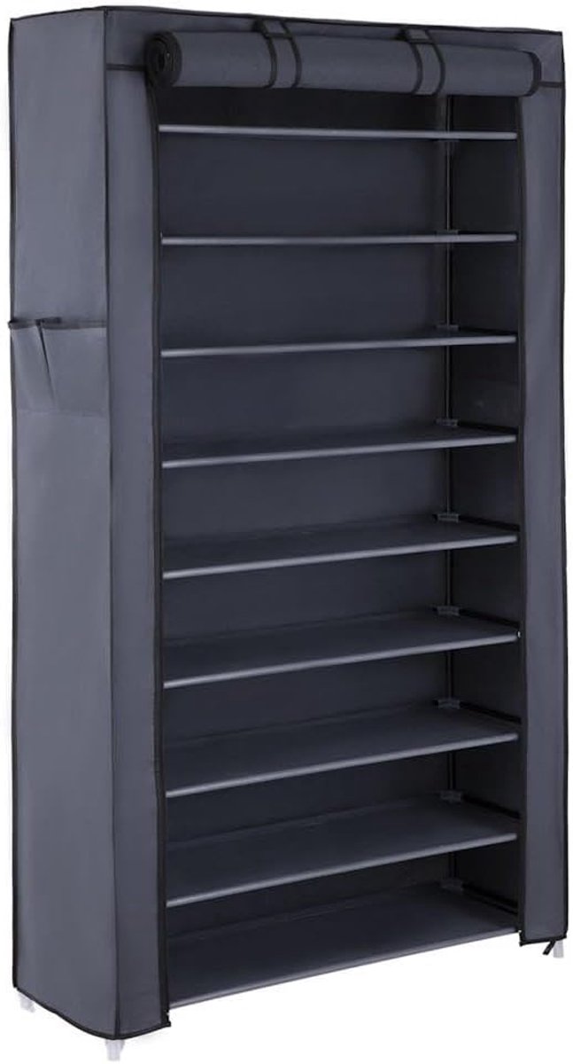 Schoenenrek XXL voor 40 paar - Hoog 160 cm - Met afdekking - Stijlvolle opbergruimte voor schoenen - SnelShoppen