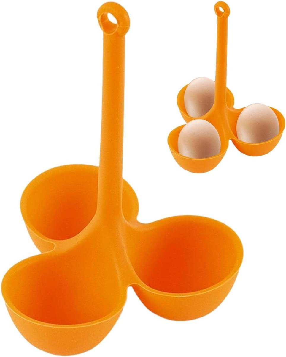Eierhouder voor Stomen - Stoomhouder Silicone - Ontbijt Bereiden - Verbrandingsvrij Ontwerp - 10 x 13 cm - Oranje