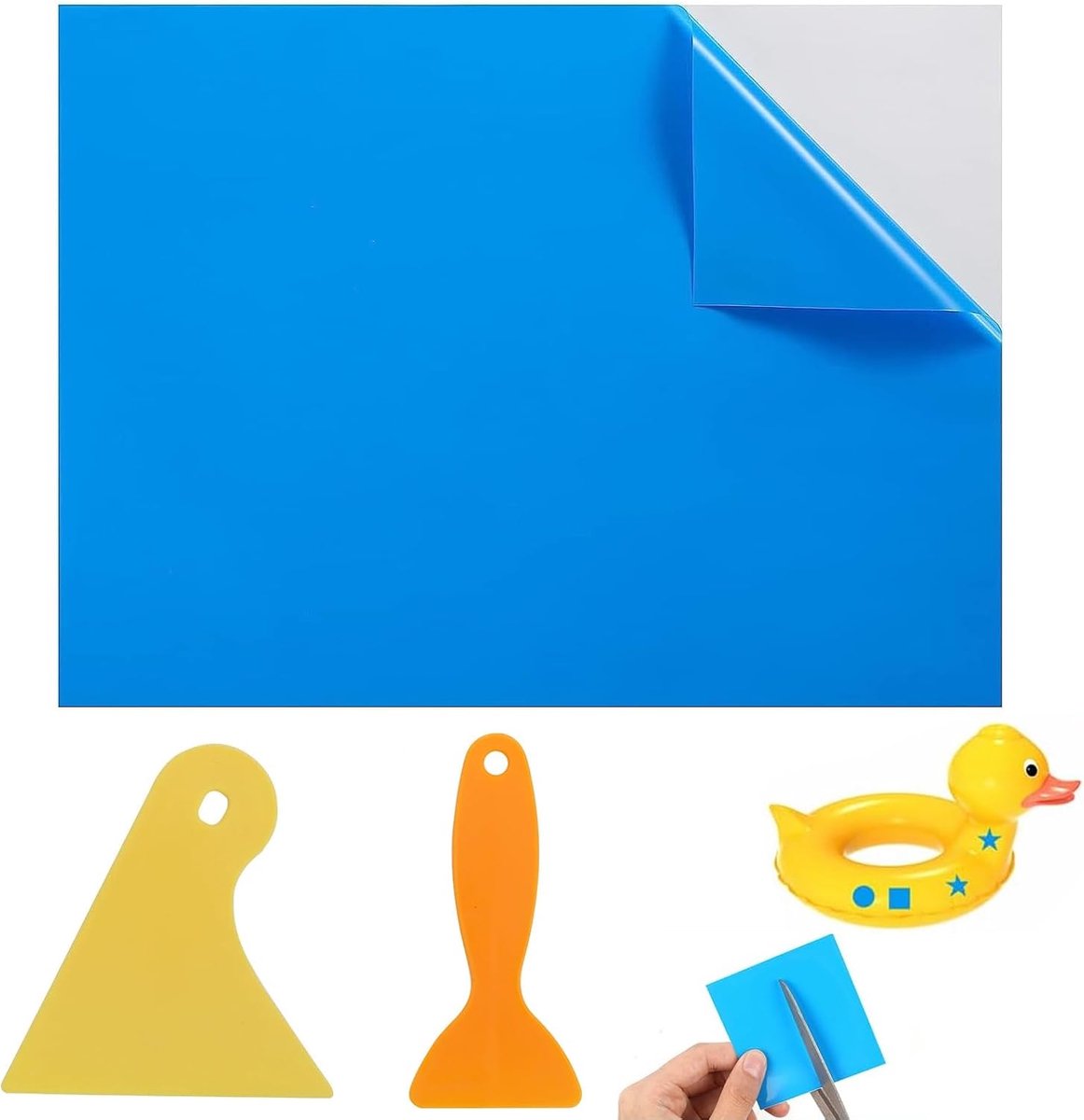 Zelfklevende reparatieplakken voor opblaasproducten - PVC reparatieset - inclusief 1 plak en 2 schrapers - SnelShoppen