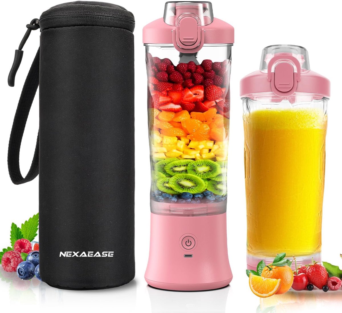 Portable blender 600ml - mini blender met isolerende hoes - USB oplaadbaar - ideaal voor shakes en smoothies - SnelShoppen