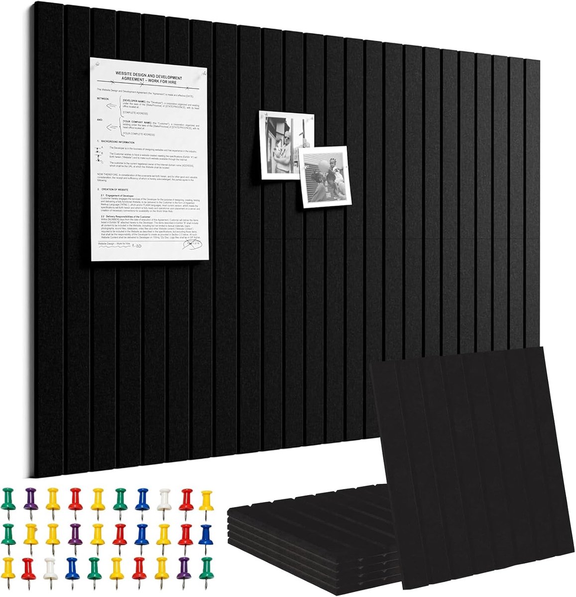 Vilten prikbord 90 x 60 cm - zelfklevend - 6 stuks - duurzaam en stijlvol voor aan de muur - SnelShoppen