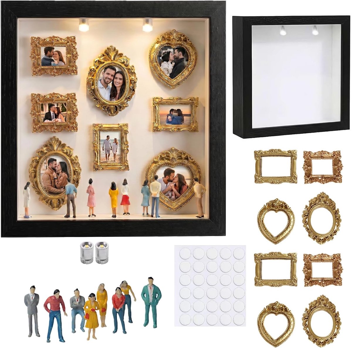 DIY Mini Museum Silhouette Box - Photo Reminder Display Set - Met LED Licht - Persoonlijke Herinneringen Vastleggen - SnelShoppen