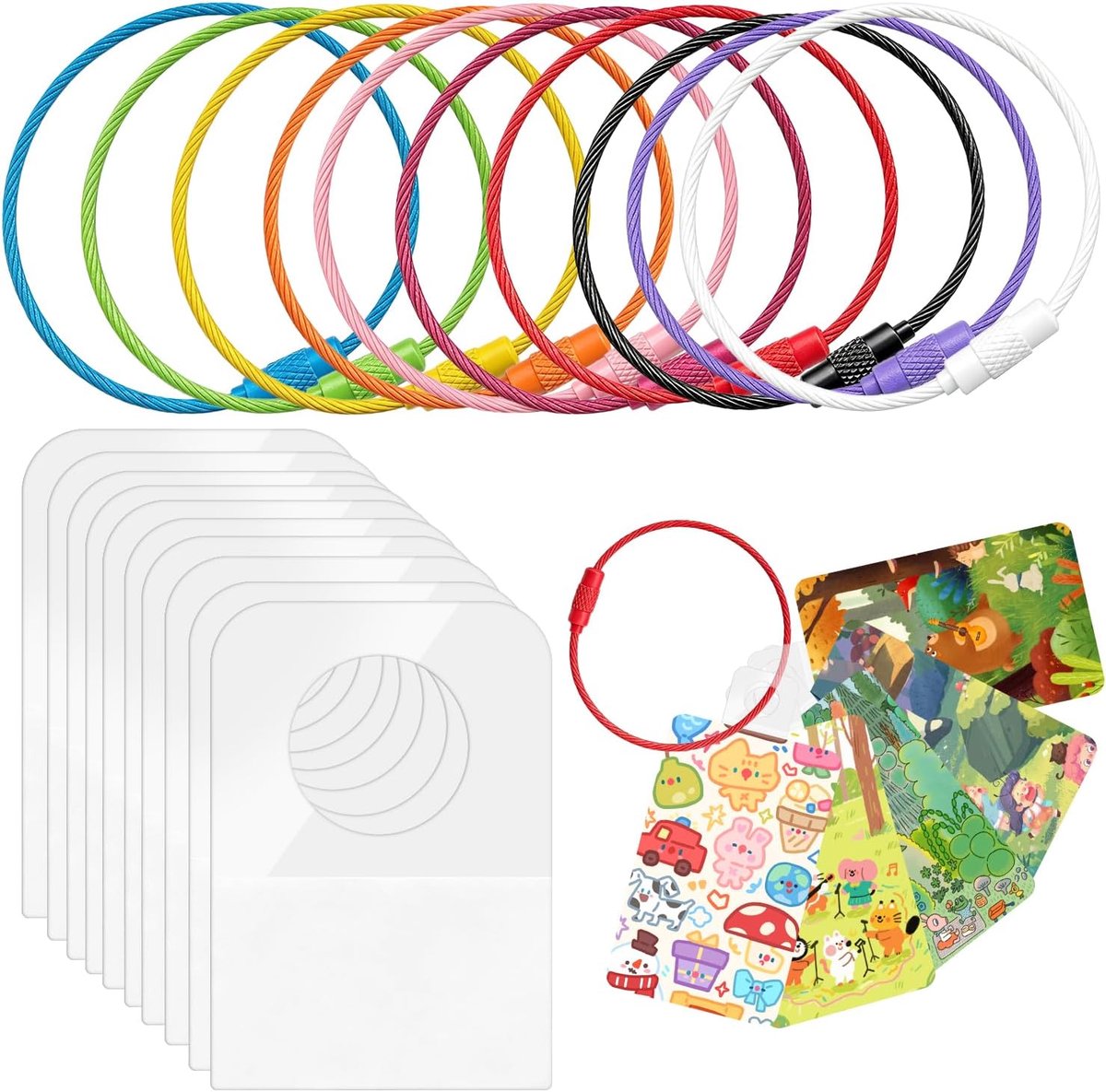 Kaarten Organizer Set - 200 Adhesive Labels - 10 Kleurrijke Sleutelhangers - Perfecte opslag voor Yoto kaarten - SnelShoppen