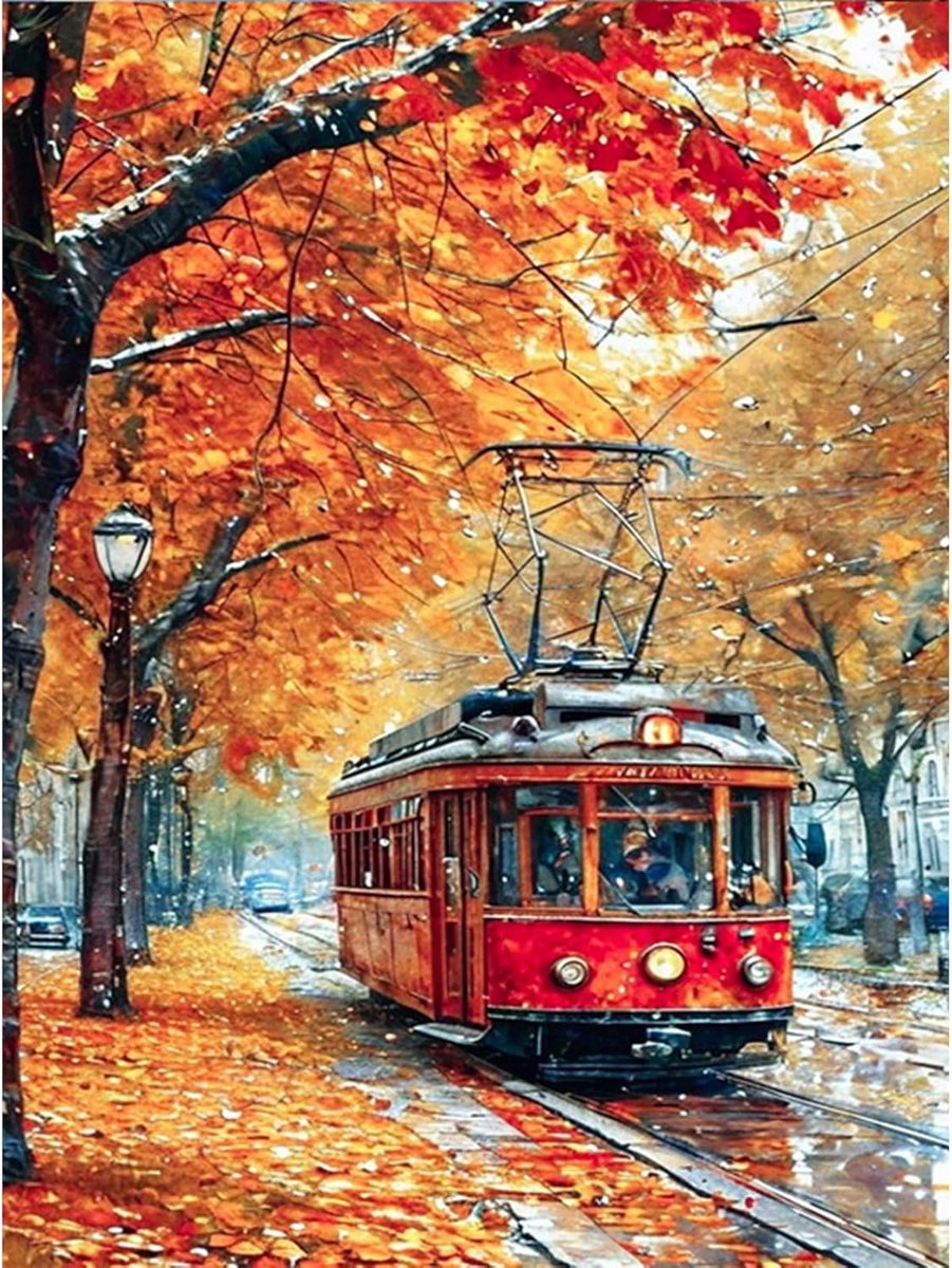 diamantschilderset 30 x 40 cm - herfstlandschap - strassteentjes - leuk voor hobbyisten - SnelShoppen