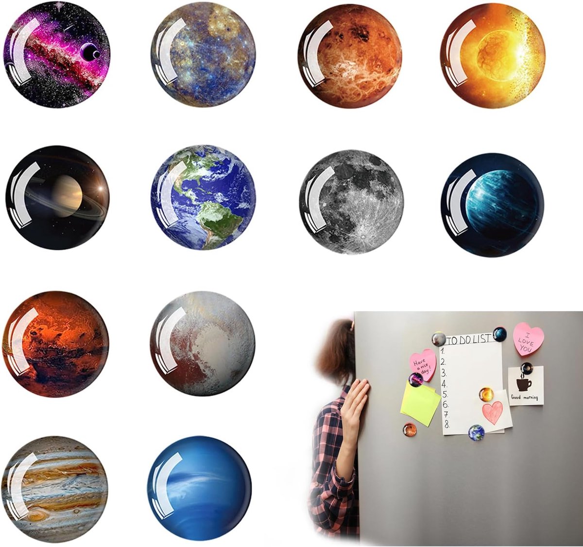Magneten set 30 mm - planeten serie - 12 stuks - leuk voor op de koelkast - SnelShoppen