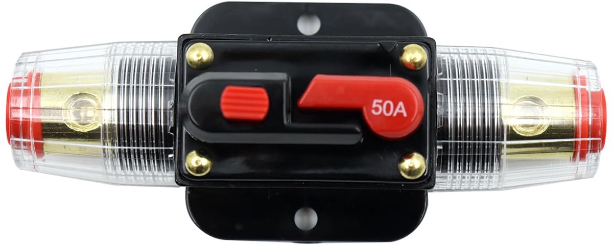 Inline schakelaar 50A - waterdicht - 12-24V - beschermt tegen spanningspieken - SnelShoppen