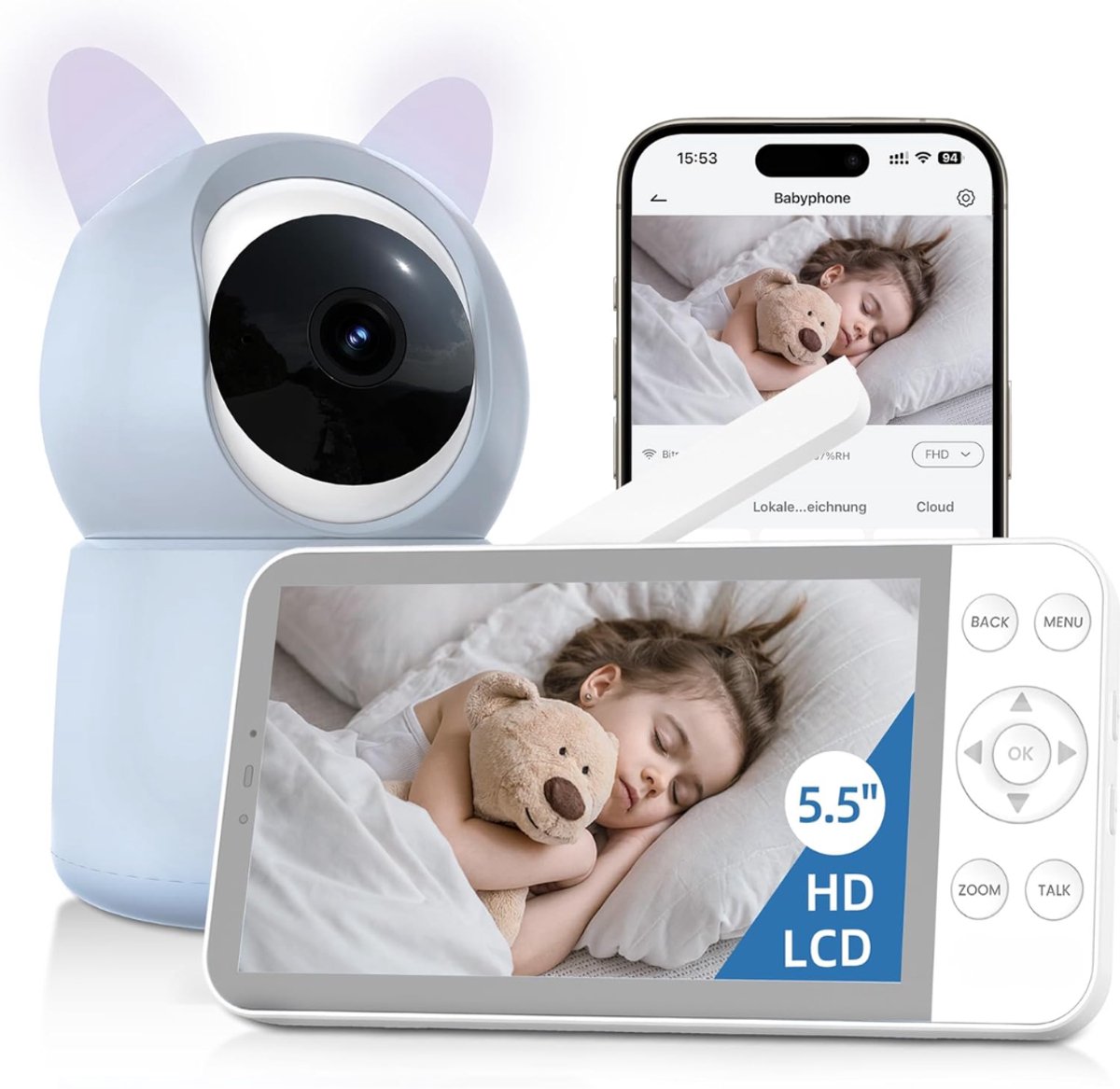 Zavio® Baby Monitor Met Camera – Babyfoon Met App – Babycamera - Wit