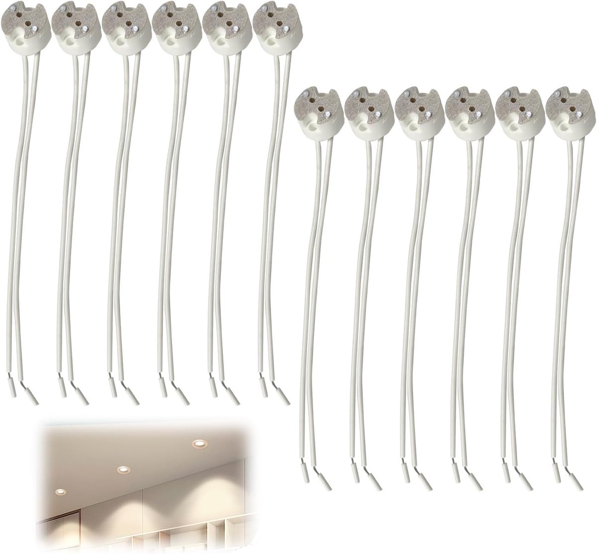 GU5.3 sokkel set van 20 - MR16 lamphouder - keramisch met 15 cm kabel - geschikt voor LED en halogeen - SnelShoppen