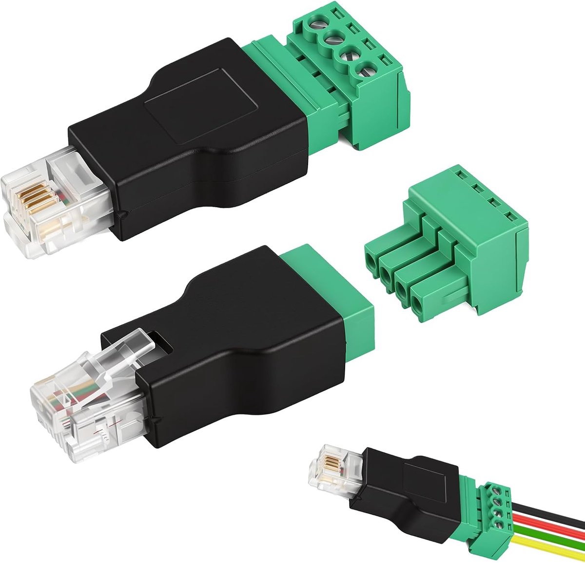 RJ11 6P4C stekker naar 4-polige terminalconnector - schroefadapter - eenvoudige conversie - ideaal voor installatie - SnelShoppen