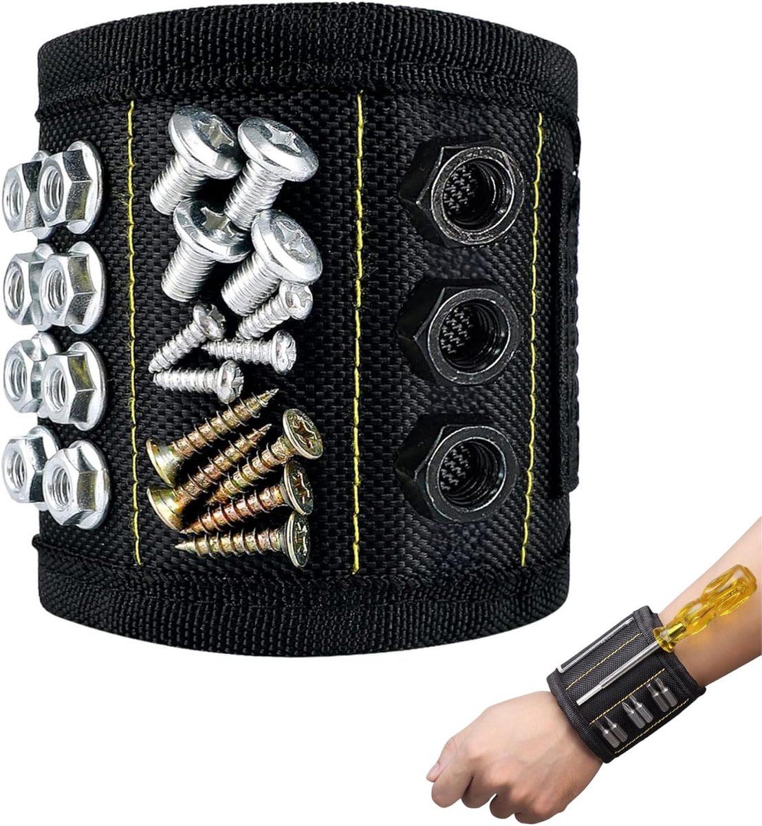 Thijox - Magnetische Polsband Gereedschap voor Schroeven, Spijkers en Boren - Handige Gereedschapsopslag met Sterke Magneten voor Thuis, Doe-het-zelf,