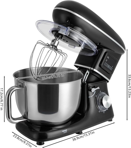 Keukenmachine - Deegmachine Mixer - Bakken en Koken - LCD Timer - 62 L - Zwart — afbeelding 4