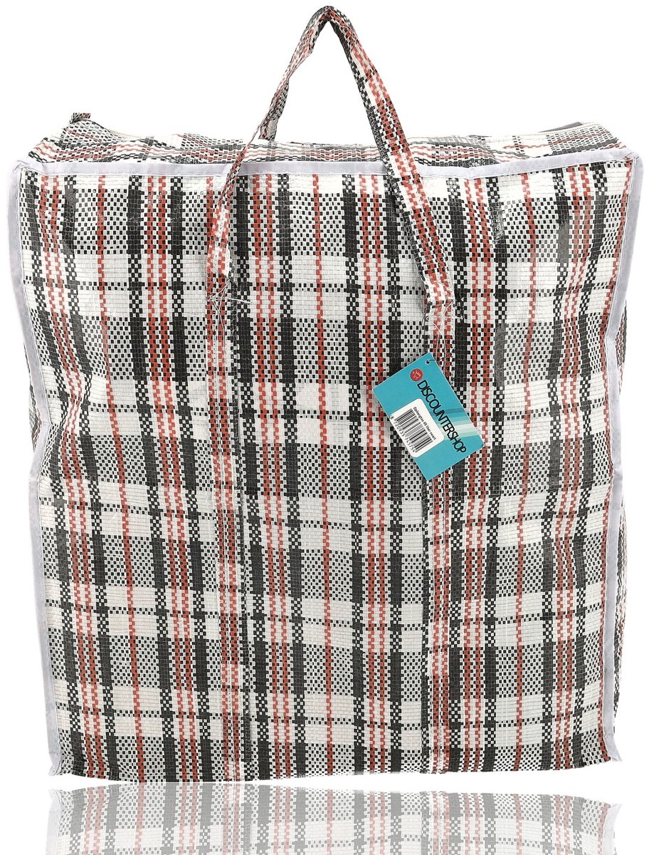 Boodschappentas met Rits 45L – Grote Shopper 45 x 50 x 20 cm – Opbergtas & Verhuistas voor Kleding, Beddengoed, Boodschappen & Reizen