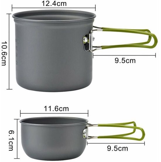 Camping kookgerei set - Mini kookgerei set - Opvouwbaar - Geschikt voor 1-4 personen - Roestvrij staal — afbeelding 2