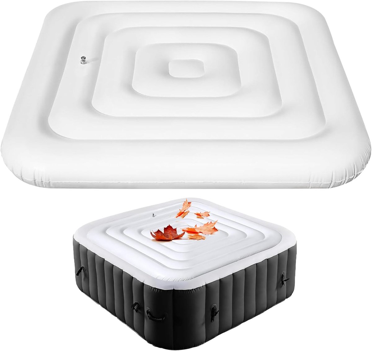 Opblaasbaar Bubbelbad Deksel - Vierkant - 165cm - Waterdicht en Geïsoleerd - met Opblaas‑ en Ablaasklep - voor Bescherming van Bubbelbad en Spa
