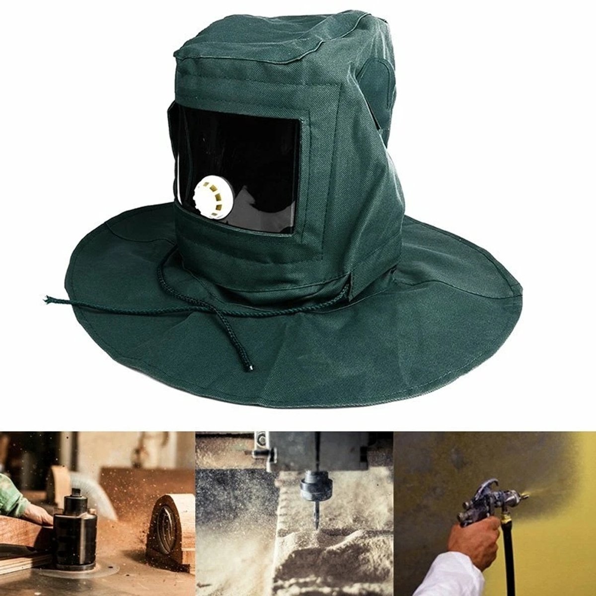 Beschermende Zandstraalhelm met Vizier - Groen