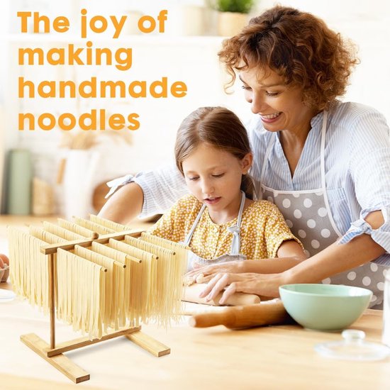 Pasta droger 12-stangen - houten nudelstandaard - ruimtebesparend - eenvoudig te reinigen - ShopVlot — afbeelding 5