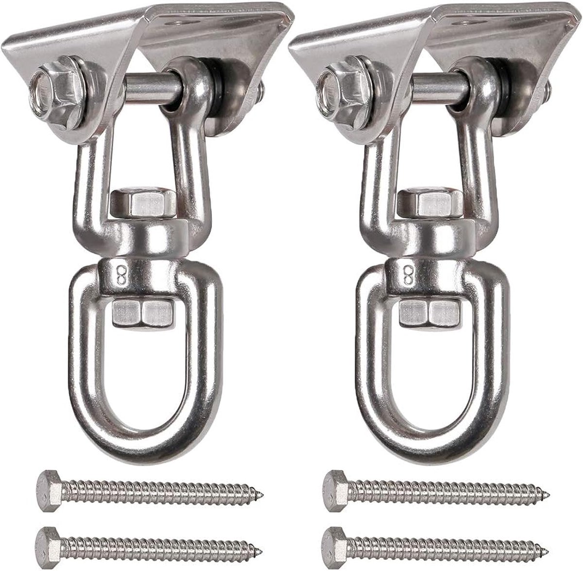 Hanghaken 2 Stuks - Roestvrijstaal - 360° Draaiend - Perfect voor Schommel en Yogahammock - SnelShoppen