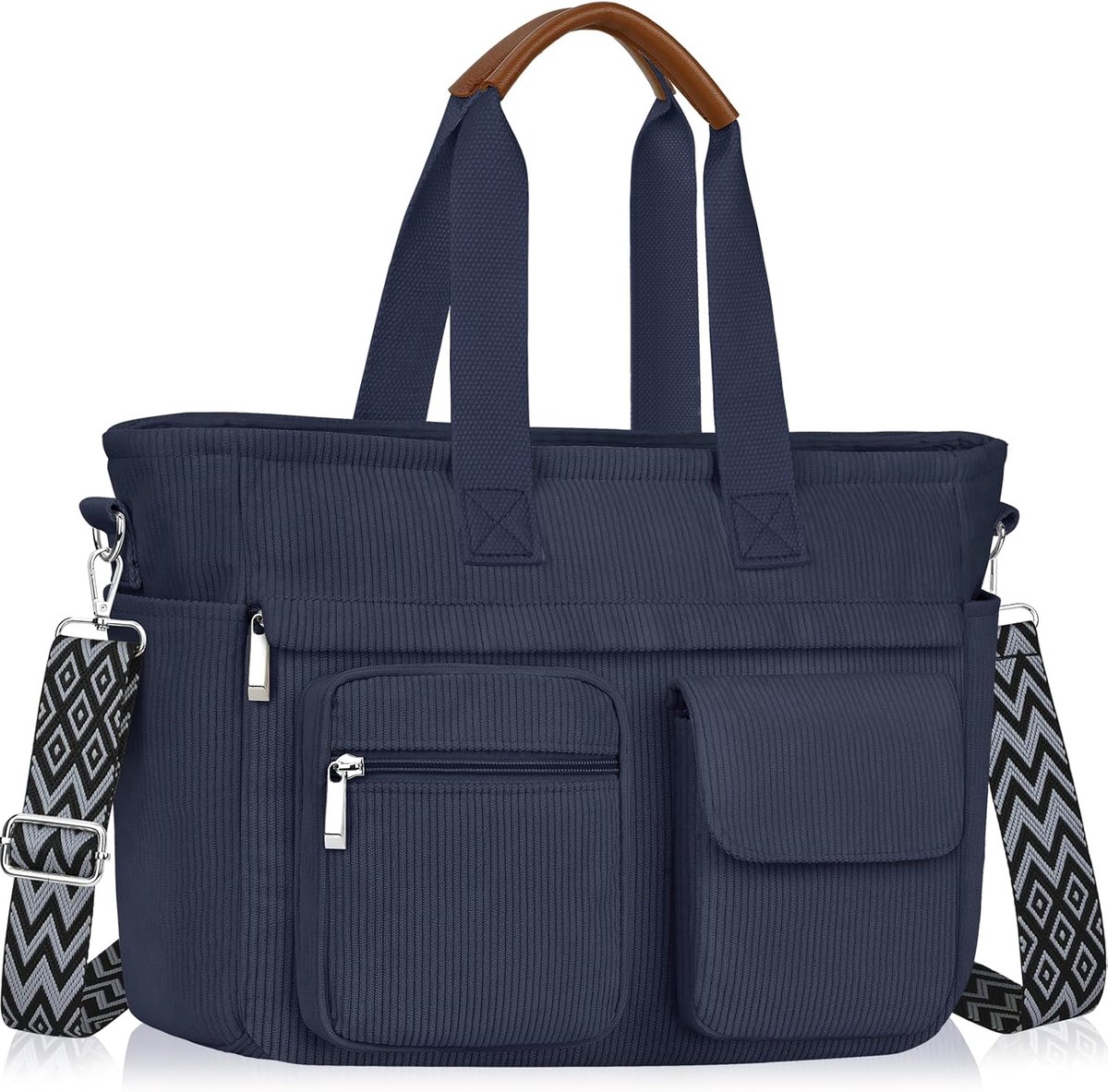 Tote tas voor dames - corduroy - lichtgewicht met laptopvak - ideaal voor werk - SnelShoppen