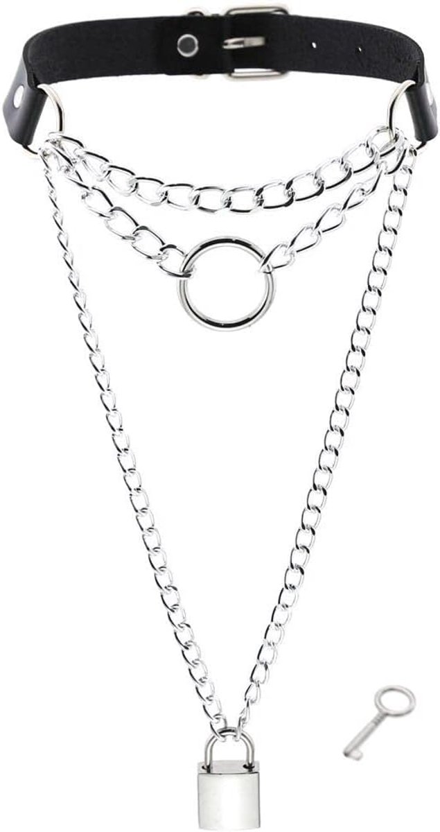 Chokerhalsband zwart - PU leer - verstelbaar met O-ring en slot - ideaal voor cosplay - SnelShoppen