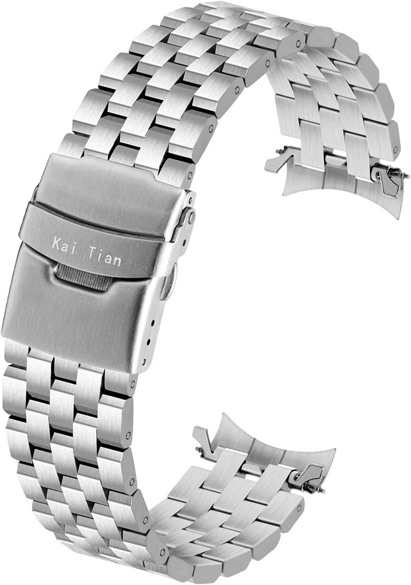 Stainless Steel Horlogeband 20mm 22mm - Gebogen Einden - Dubbele Gesp - Stijlvolle Accessoire voor Elke Outfit - SnelShoppen