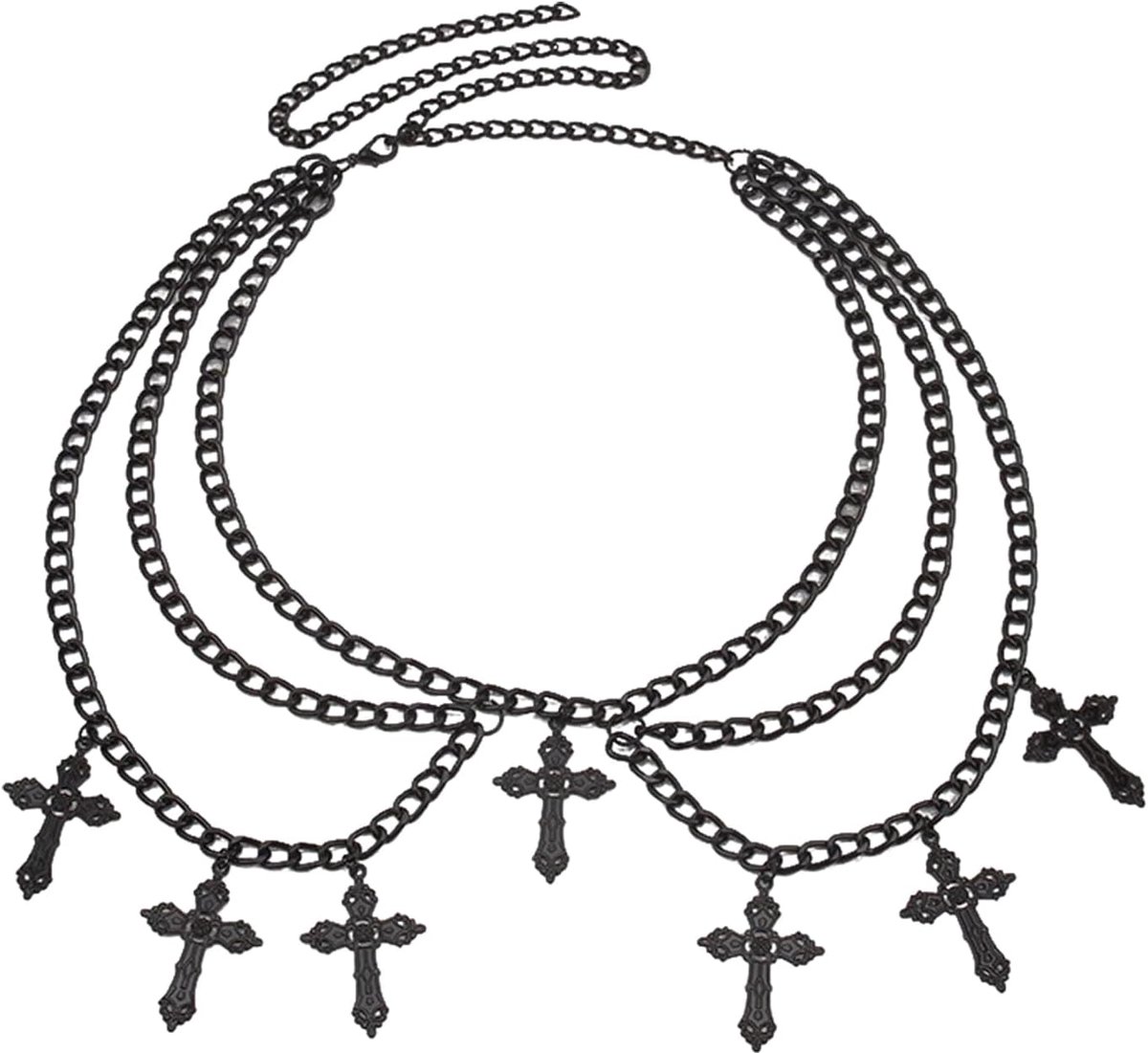 Punk leren body chain 110 cm - vintage metalen taille chain - gelaagde kettingen - perfect voor festivaloutfit - SnelShoppen