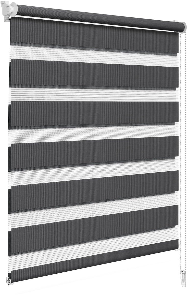 Rolgordijn 65x150 cm - Antraciet - Duo - Geen boren nodig - ShopVlot