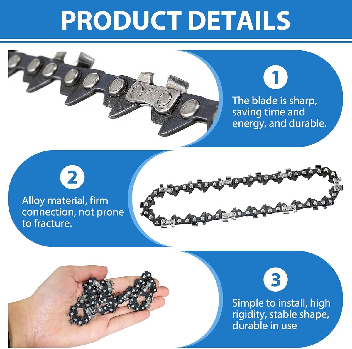 Vervangende zaagketting 15 cm - 3 stuks mini-kettingzaagketting - 65 mangaanstaal - hoge slijtvastheid voor tuinbouw - ShopVlot