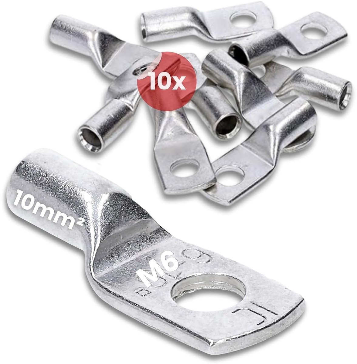 Kabelschoen 10 mm² - M6 krimpkabelschoenen - Tinned koper - Ideaal voor auto en solar energie - ShopVlot