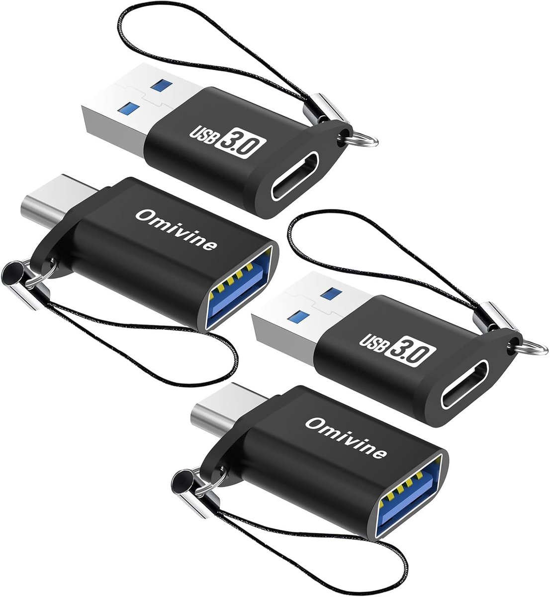 USB naar USB C Adapter 4 Stuks - Type C naar USB 3.0 - 5Gbps Gegevensoverdracht - Ideaal voor Smartphones - ShopVlot