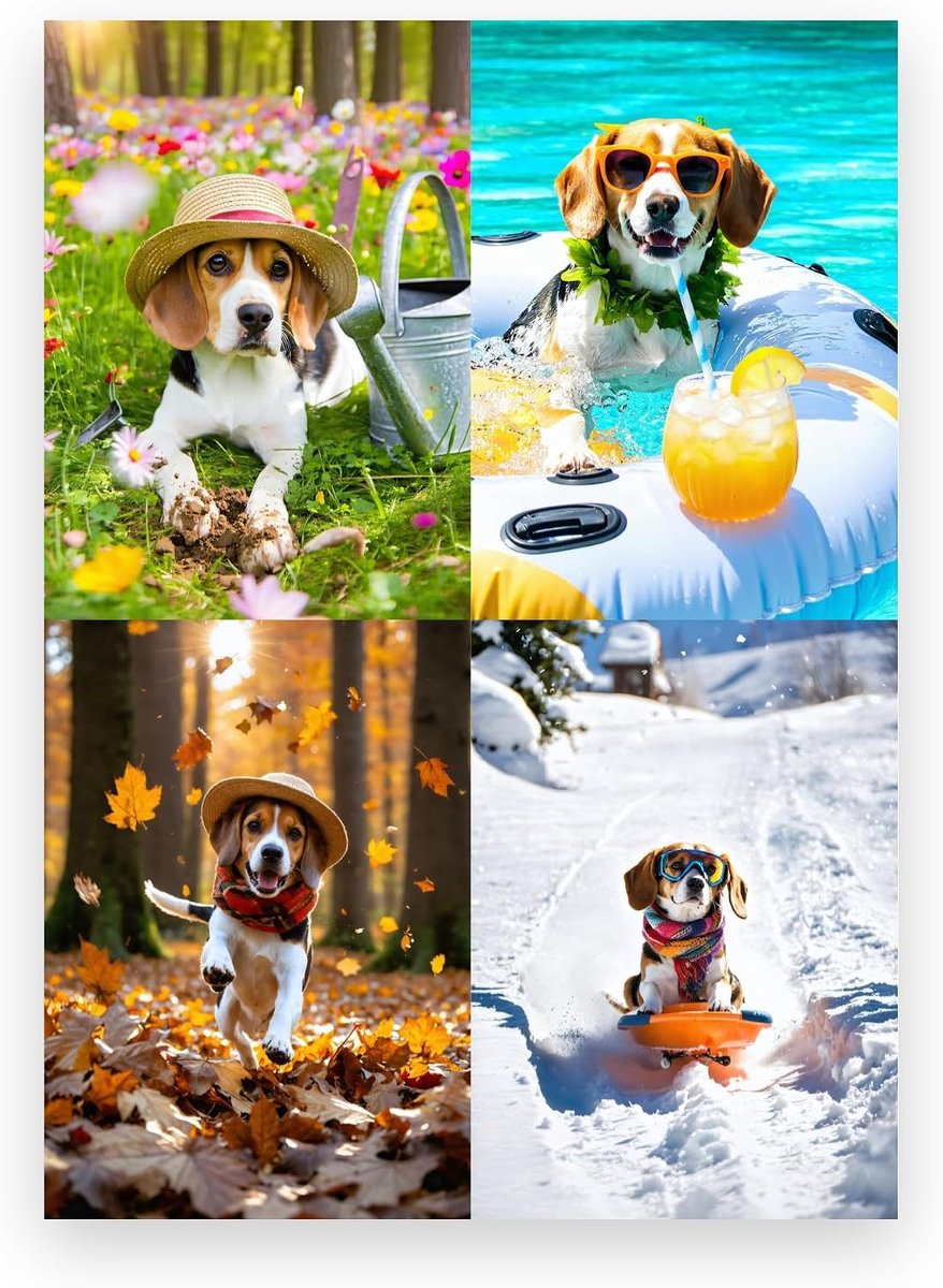 Beagle kalender A4 2027 - standaard uitvoering - speelse scènes - praktische indeling - ShopVlot