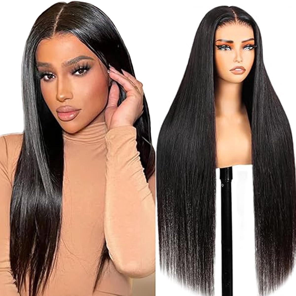 Haarwerk 12 Inch - Blonden #1B Natuurlijk Zwart - 4X4 Lace Sluiting - Glueless Draag en Ga - ShopVlot