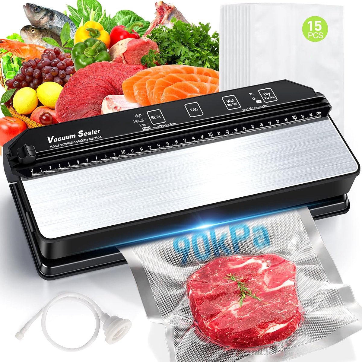 Vacuum Sealer - 90 KPA Dual Pump - Sous Vide met Snijfunctie - Ideaal voor Versheid Bewaren - ShopVlot