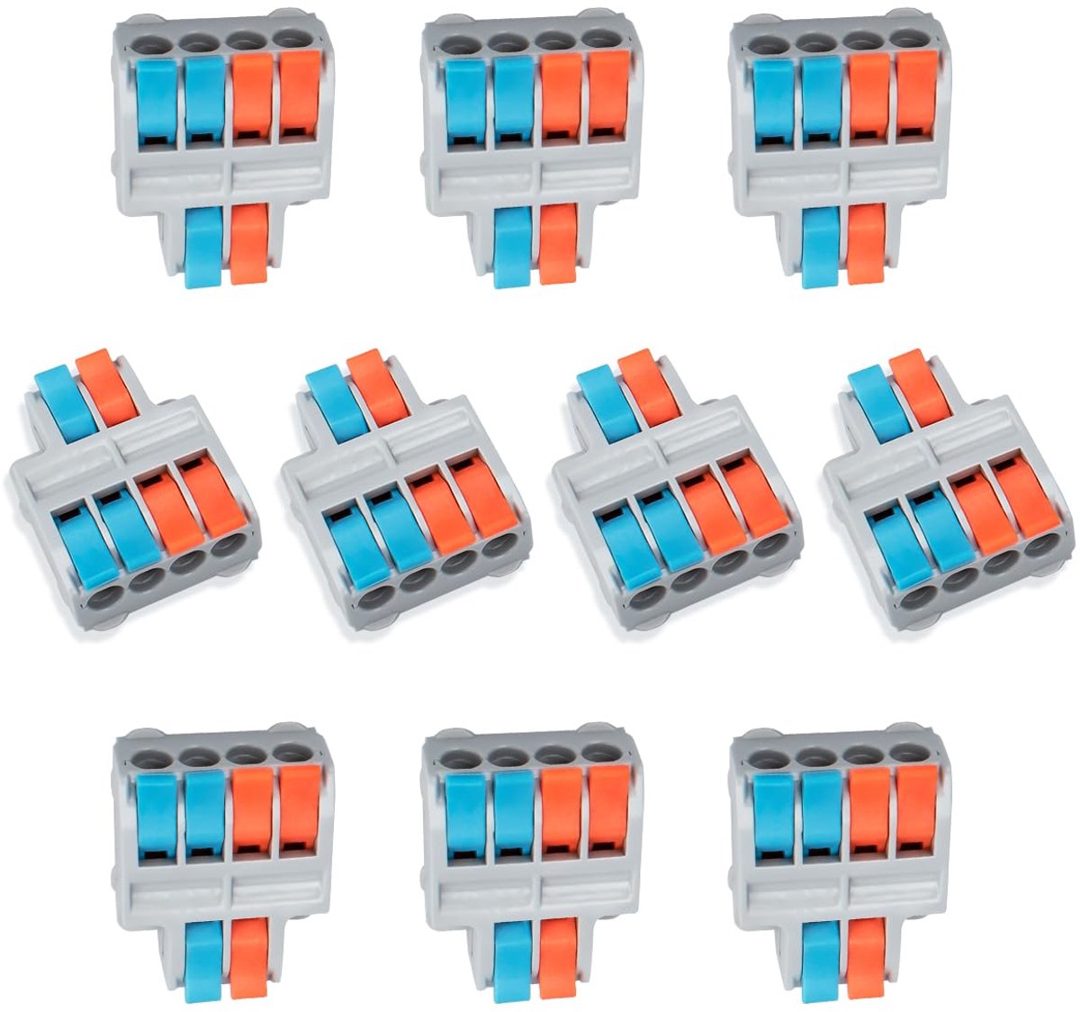 Verbindingsklem 10 stuks - compacte kabelconnector - voor flexibele en stijve geleiders - eenvoudig te gebruiken - ShopVlot