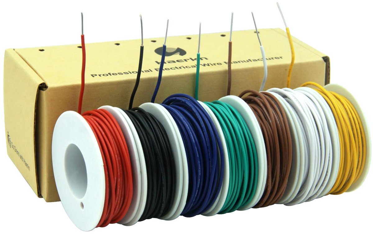 Elektrische kabel 0.5 mm² - massief verzilverd koper - flexibele draad in 7 kleuren - ideaal voor DIY-projecten - ShopVlot