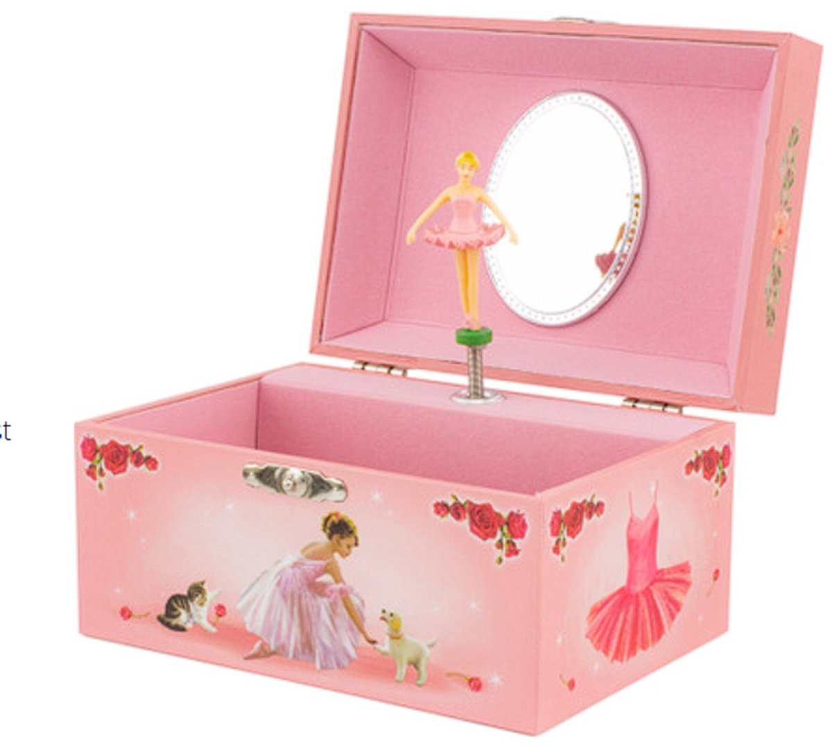 Muziekdoos - Bijoux ballerina roze - Sieradendoosje - Muziekje Bloemenwals (Tchaïkovski) - 15 x 11.5 x 8.5 cm