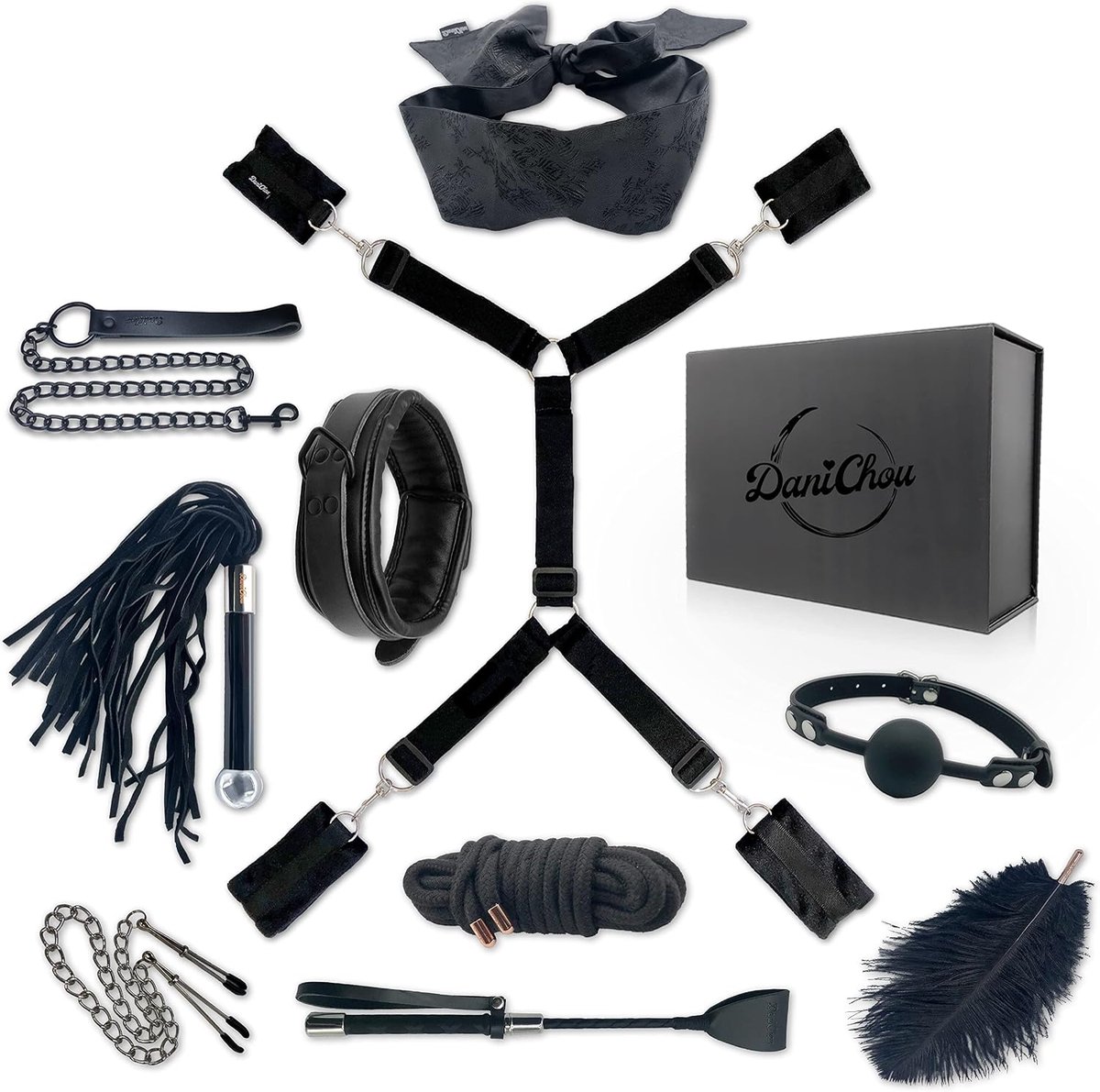 10-delig BDSM Seksspeeltjes Set - Bondage Touw, Handboeien & Nipple Clamps - Voor Spannende Koppelspeeltjes - ShopVlot