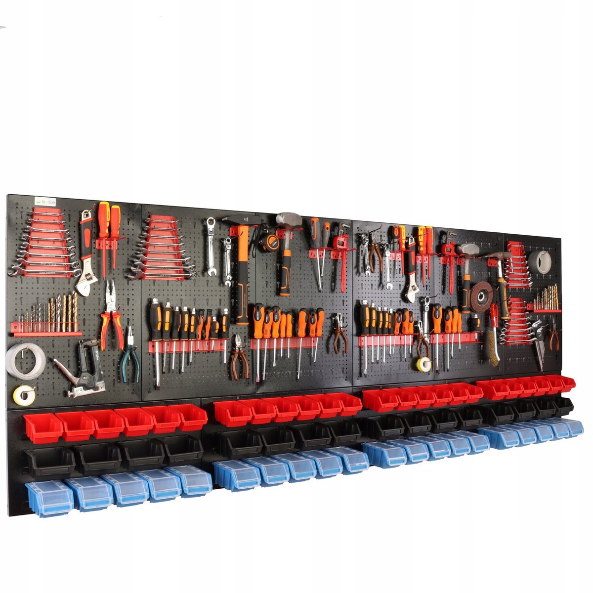 Gereedschapswand met 60 bakjes, haken en planken - 238x90cm