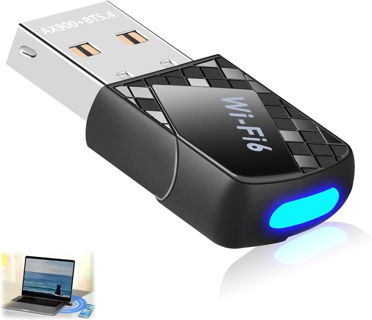 WLAN Stick WiFi 6 USB-adapter - Dual Band 5GHz/2,4GHz - AX900 - Razendsnelle verbinding voor gaming - ShopVlot